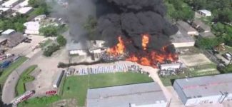Drone Captures Aerial View of Huge Fire at Houston Warehouse